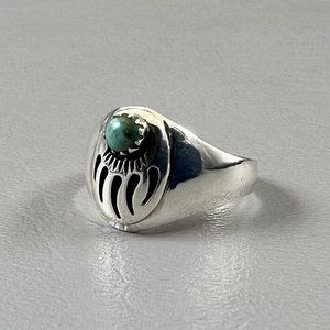 925 Sterling Silver Bear Claw Turquoise Ring Size 12 Mens / Womens